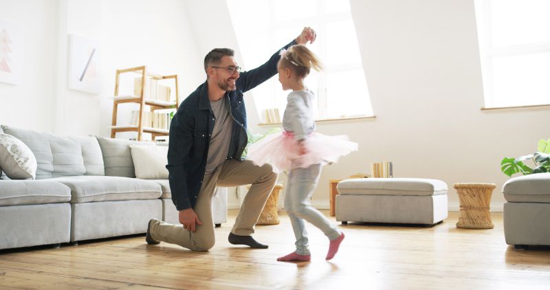 Father and daughter new home